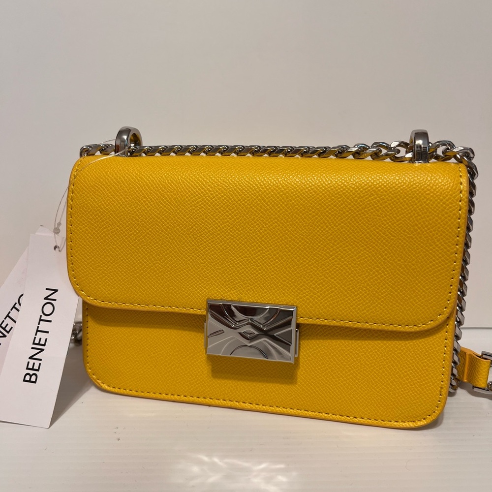United Colors Of Benetton Yellow Crossbody Bag with Chain Strap